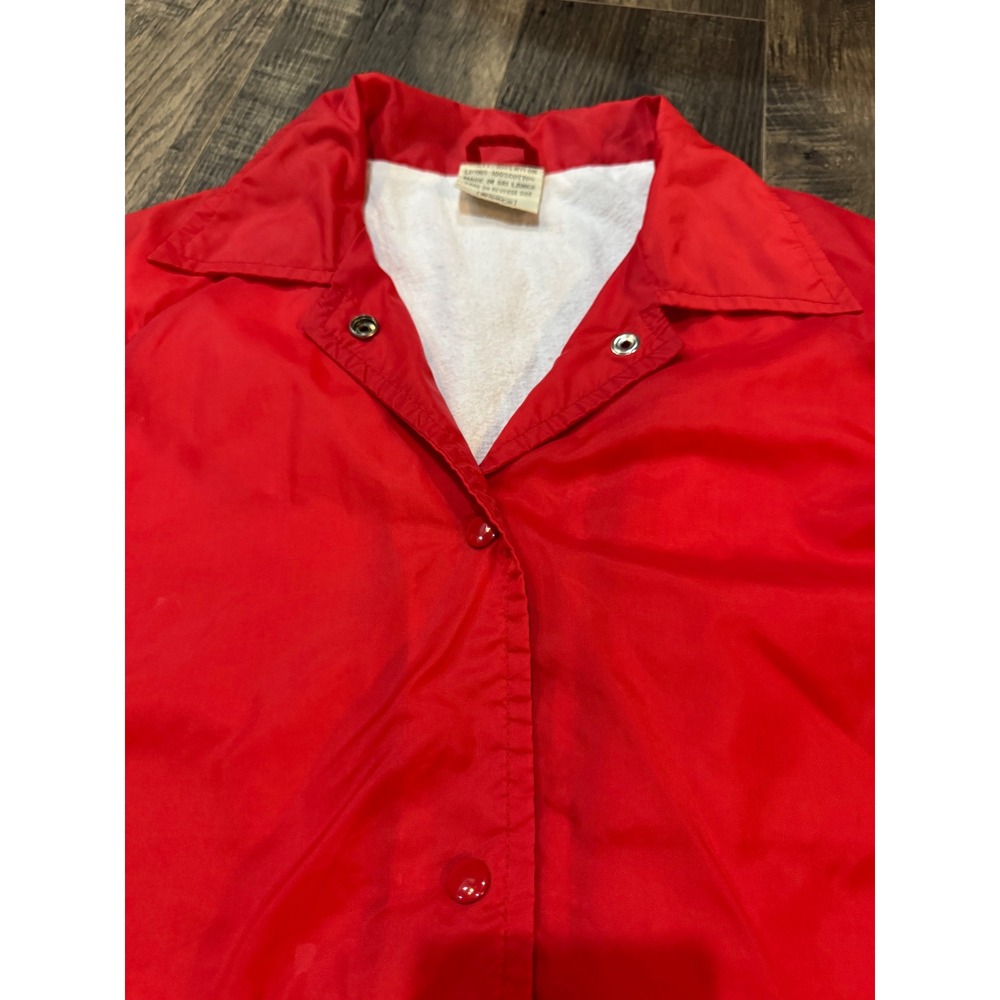 Sears Vintage Coach Jacket Red Nylon Snap‎ Front Lightweight Mens Size XL - Picture 5 of 10